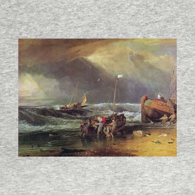 A Coast Scene with Fishermen Hauling a Boat Ashore by Art_Attack